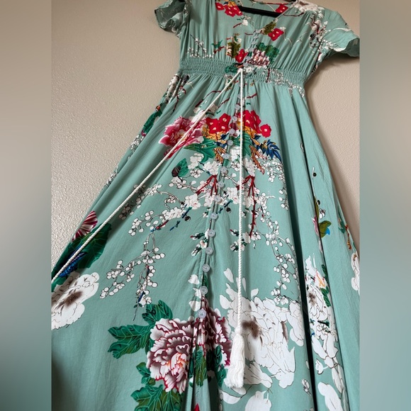 Floral Maxi Dress in Light Blue and Red - Picture 6 of 8